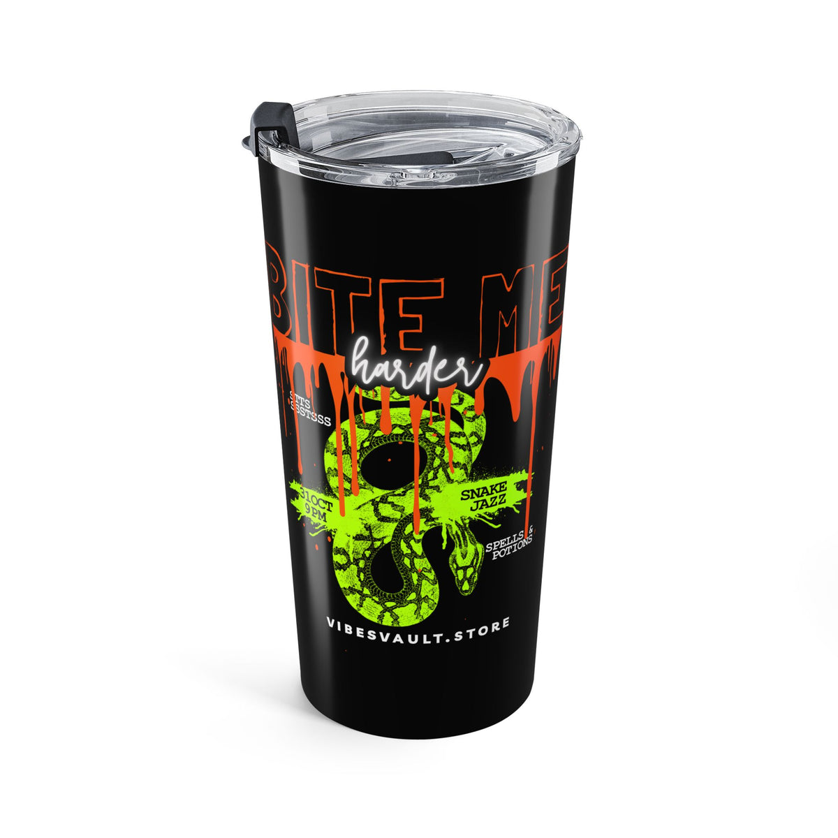 20oz Snake Drip Tumbler — Neon Zombie Skull Travel Cup— Halloween 2026