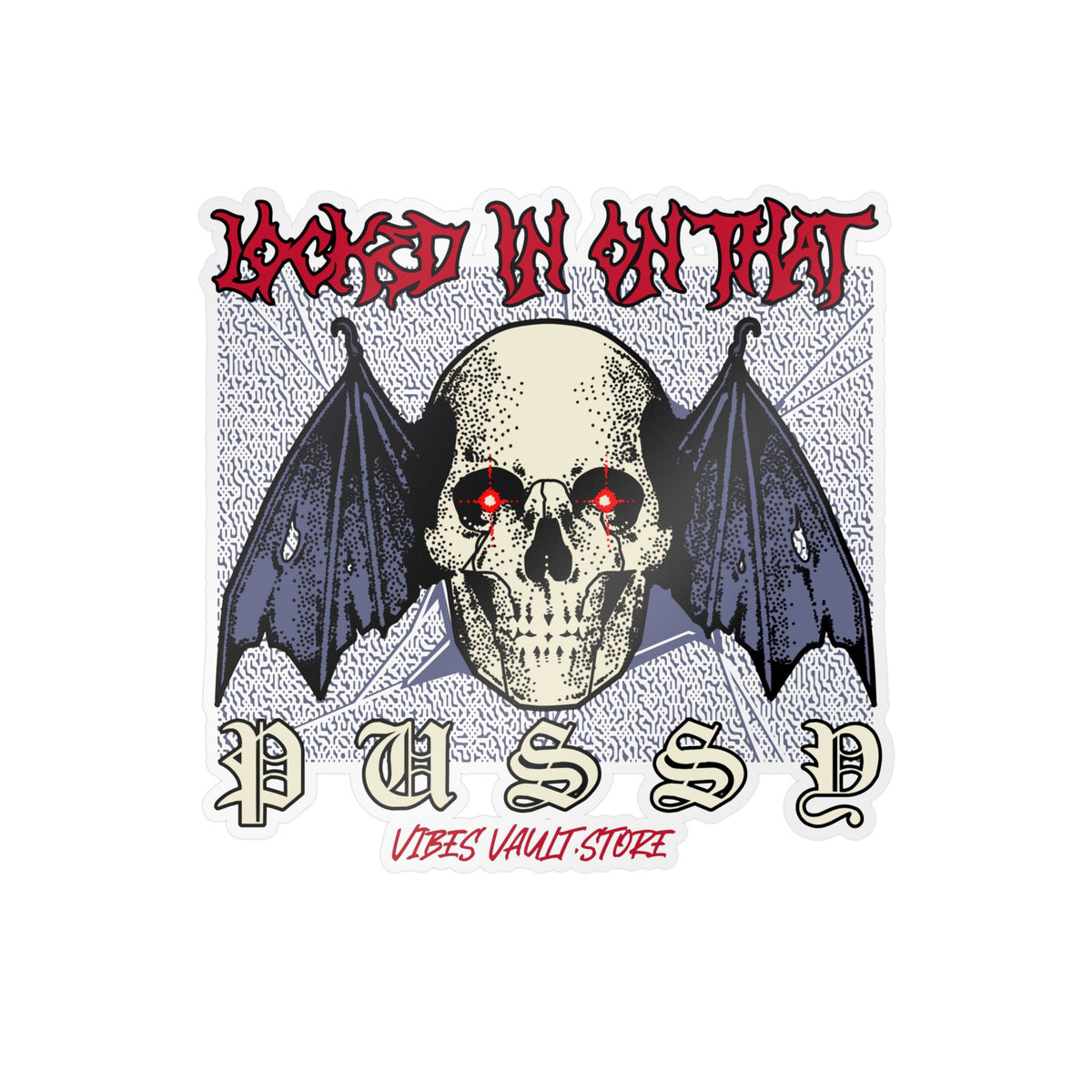 Gothic Skull Bat Kiss-Cut Vinyl Decal - Wings Fly Pussy — Halloween 2026