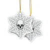 Minimal White Skull Snowflake Christmas Ornament 1pc, 3pcs, 5pcs, or 10pcs
