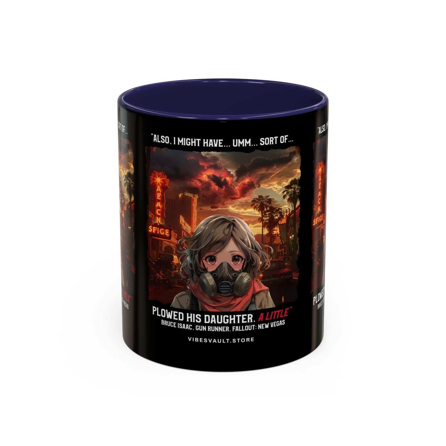 Post-Apocalyptic Anime Coffee Mug — 'Also, I Might Have...Umm...Sort Of' Gas Mask Girl