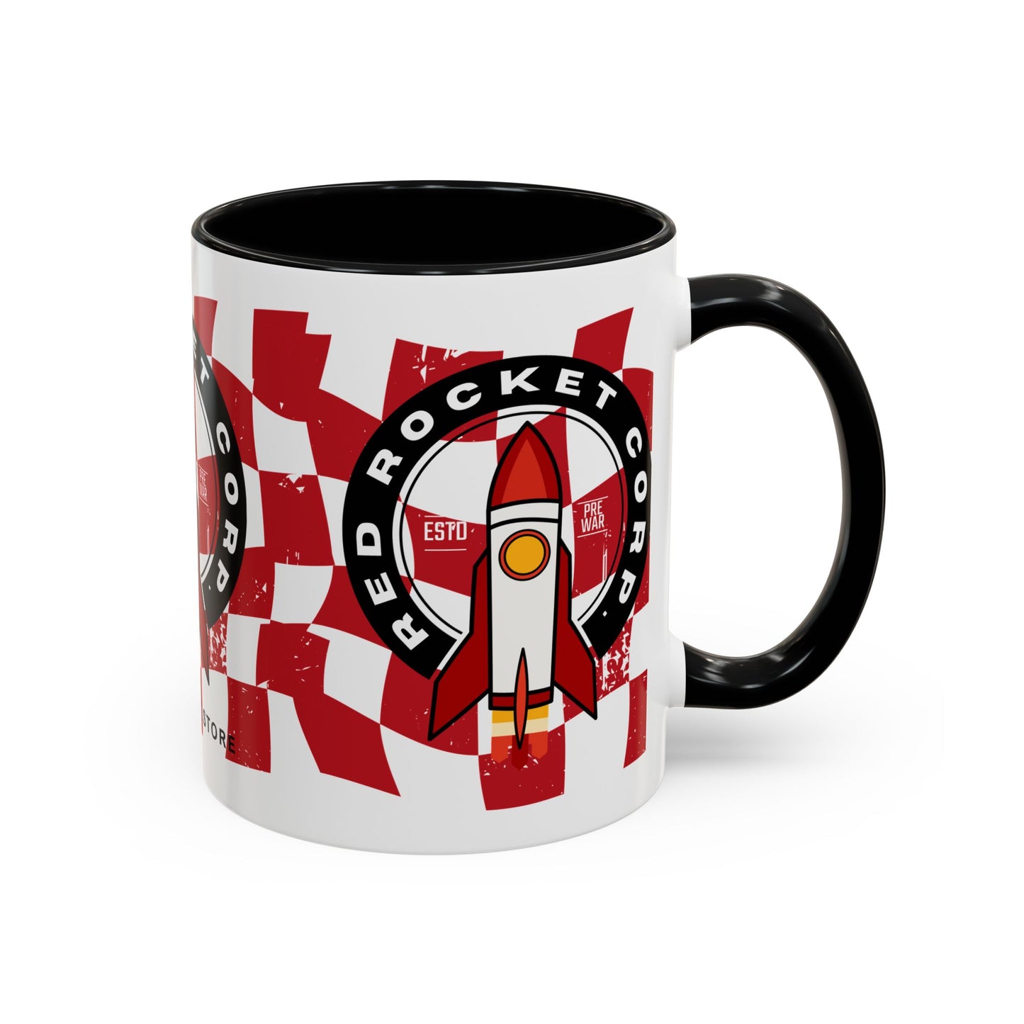 Coffee Mug — Red Rocket Corp Retro Rocket Logo Accent Mug (11/15oz)