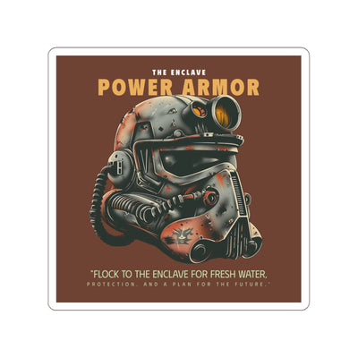 Power Armor Die-Cut Sticker Enclave Fallout — Retro Post-Apocalyptic Helmet Design