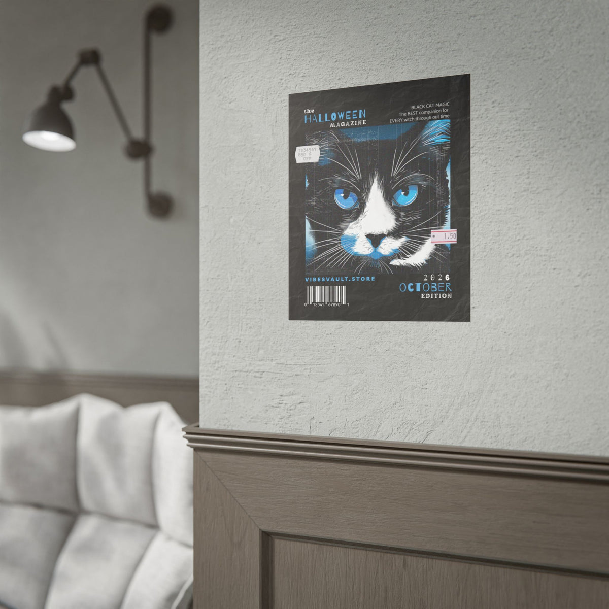 Halloween Cat Poster - "Black Cat Magic" October Magazine Cover