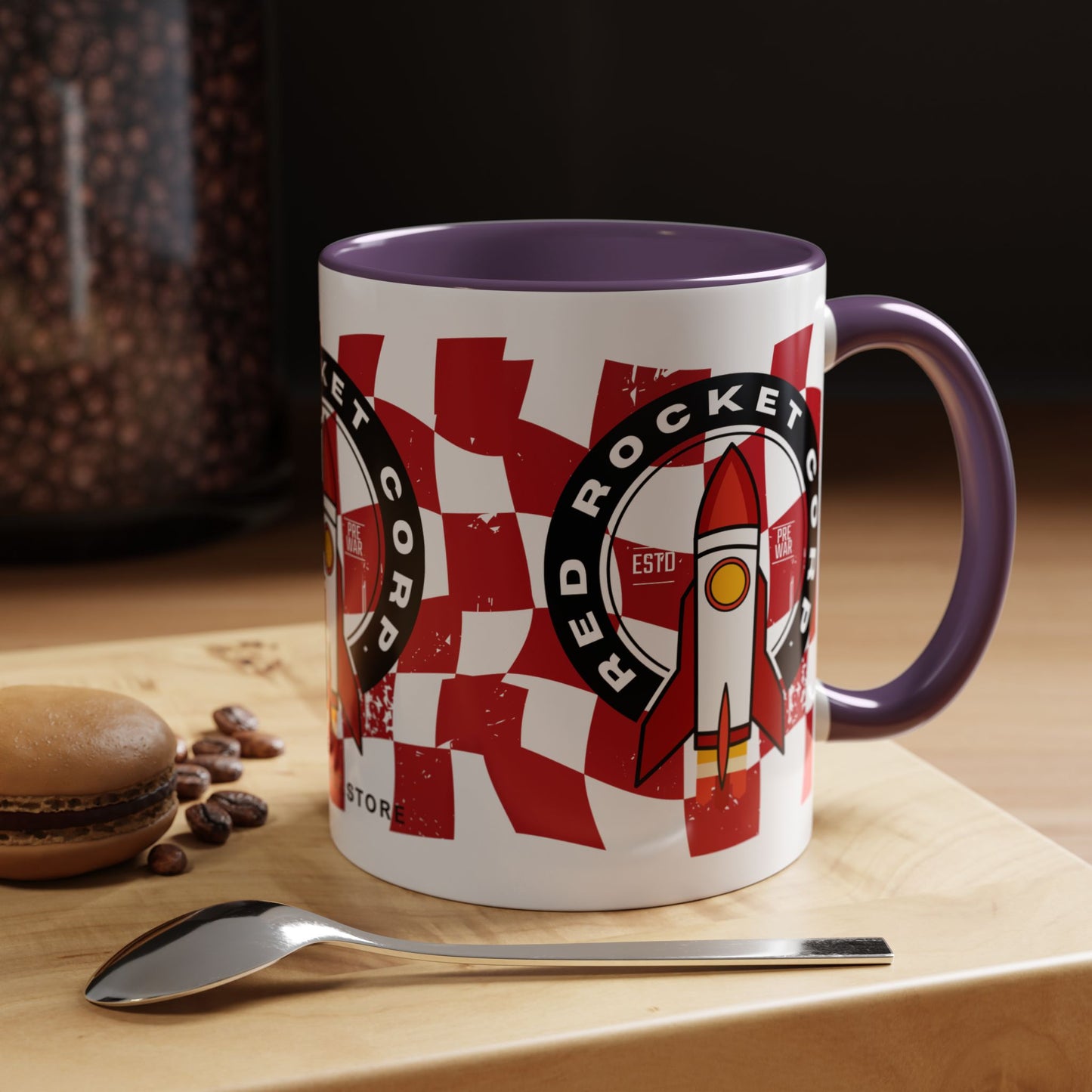 Coffee Mug — Red Rocket Corp Retro Rocket Logo Accent Mug (11/15oz)