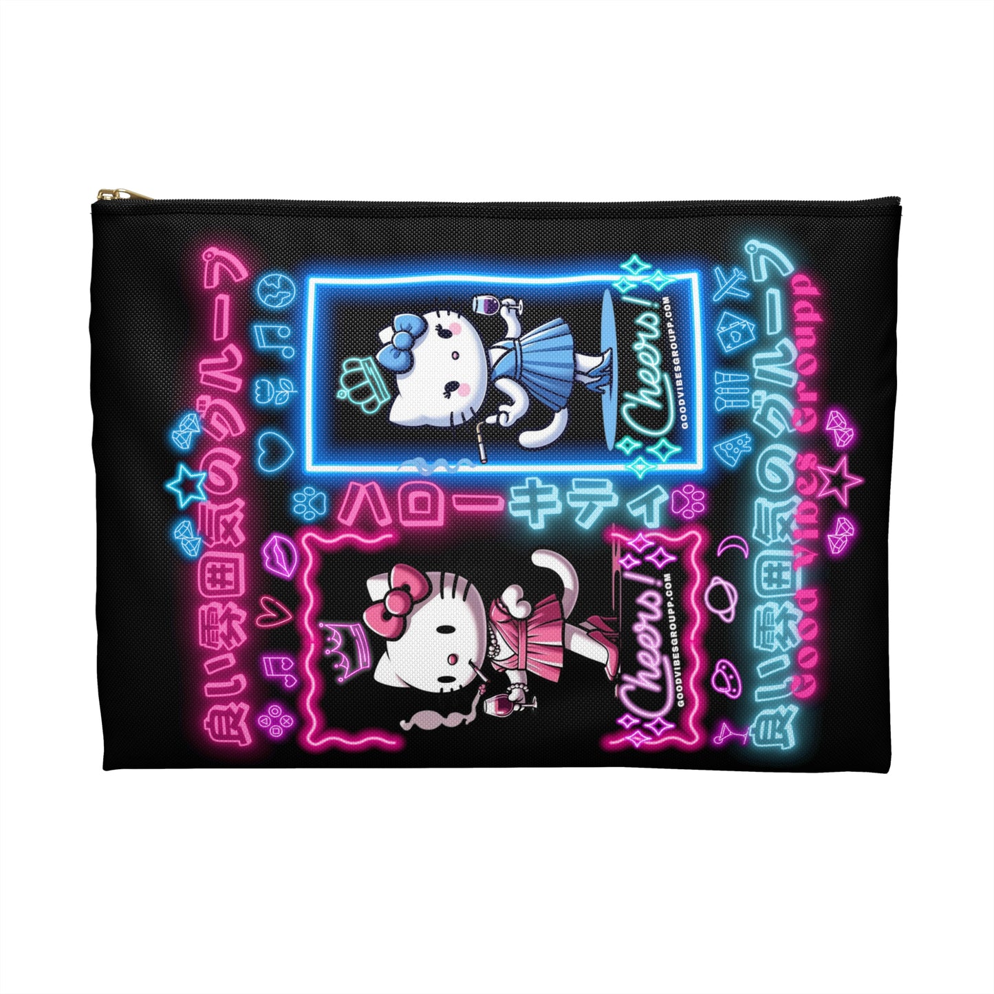 Neon Kitty Zip Bag