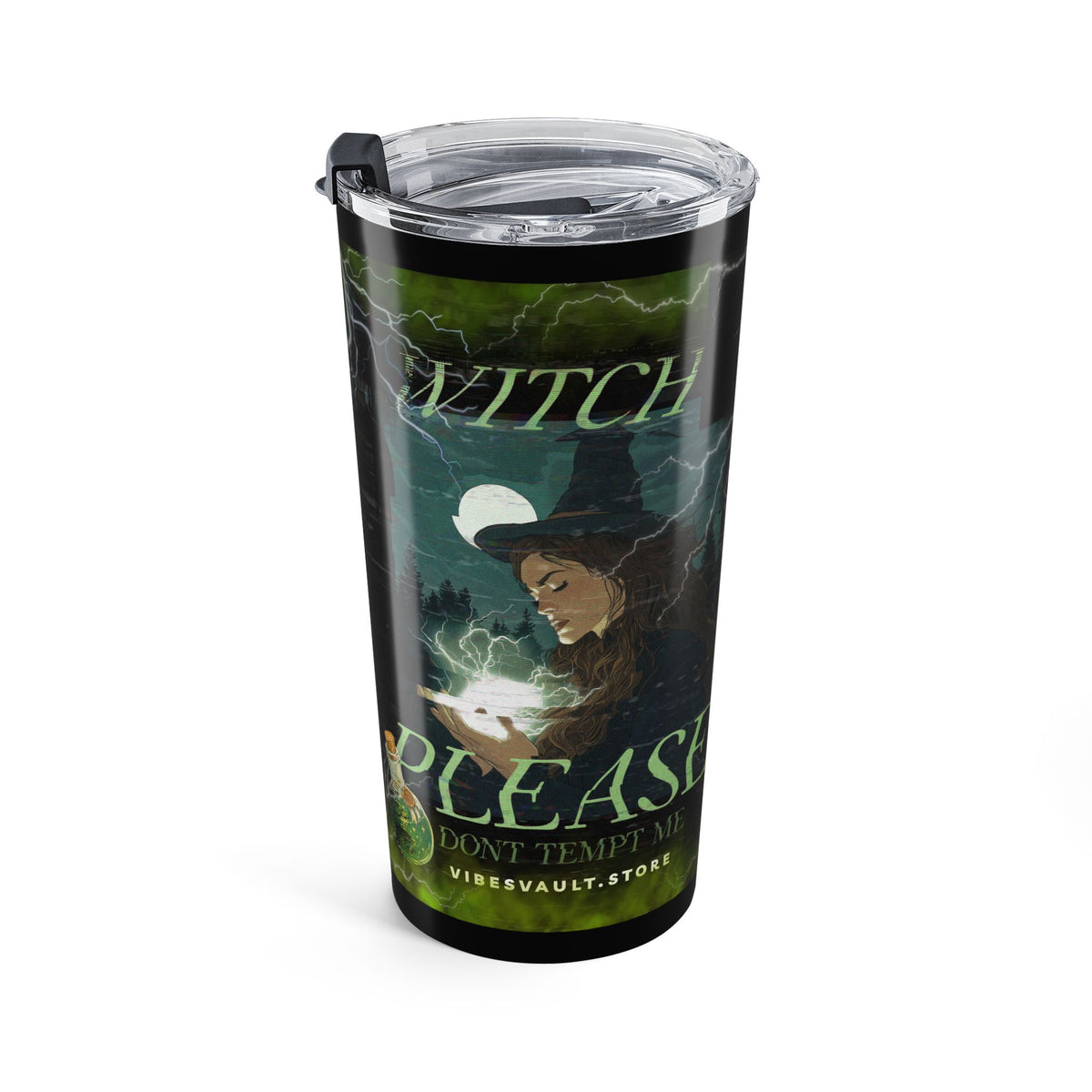 20oz Green Witch Magic Tumbler – Lightning, Potion & Gothic Energy Travel Mug— Halloween 2026