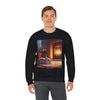 Crewneck Sweatshirt — Cozy Cat by the Fireplace Graphic