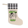 Kringle Minele Christmas Stocking — Retro Grinch Cartoon Holiday Stocking with Buffalo Check Cuff