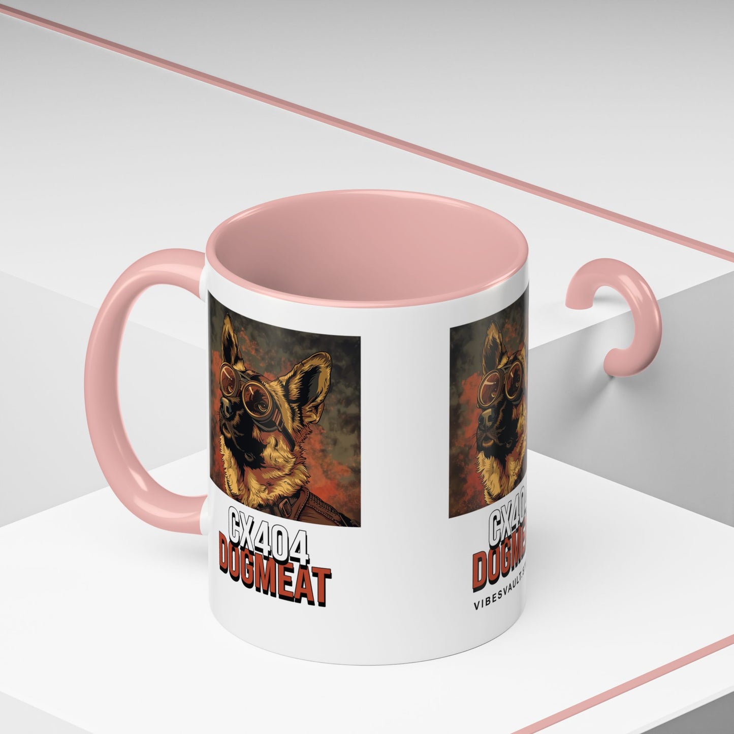 Dogmeat CX404 Accent Coffee Mug — Retro Pilot German Shepherd Gift (11/15oz)