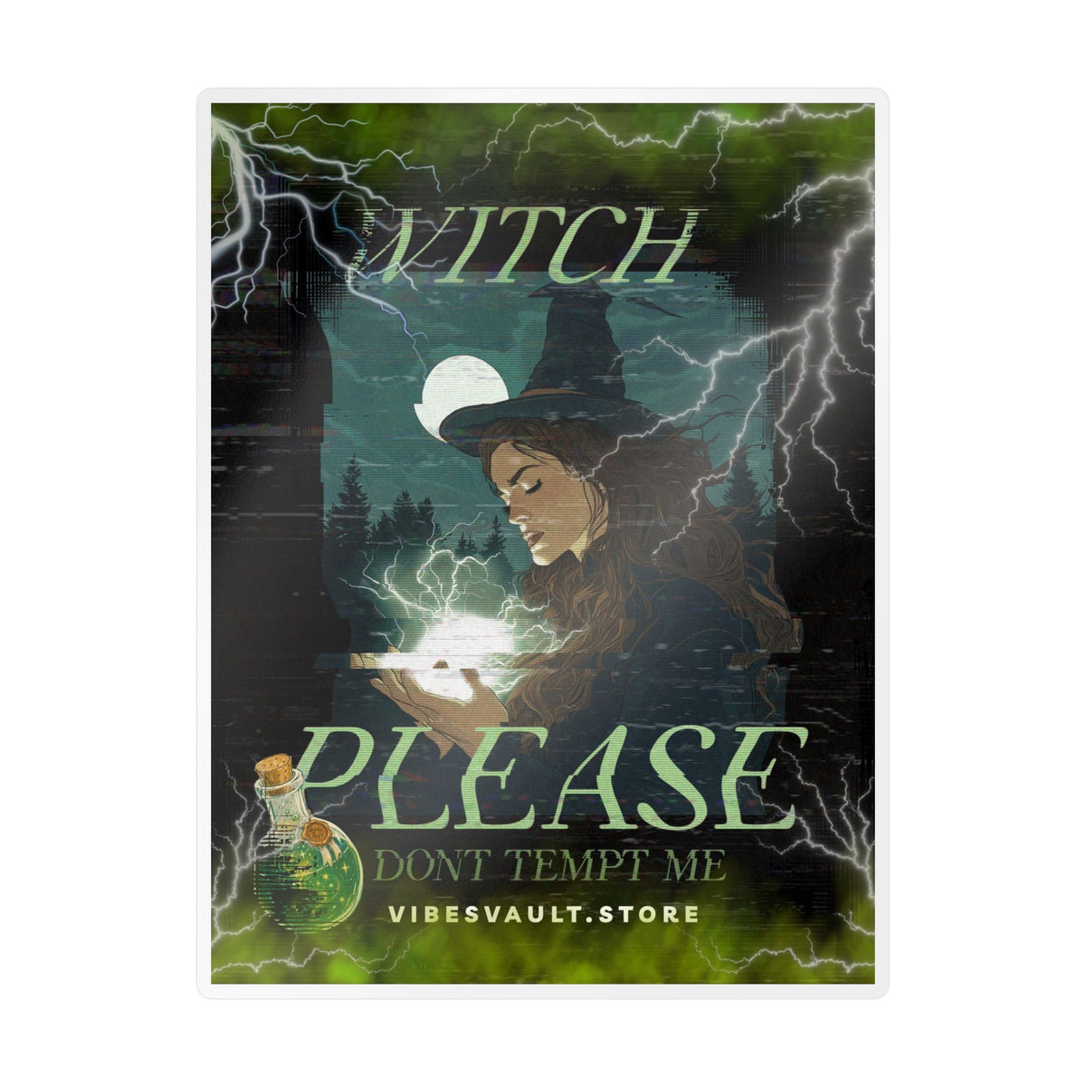 Witch Please Vinyl Sticker — 'Don't Tempt Me' Mystic Kiss-Cut Decal— Halloween 2026