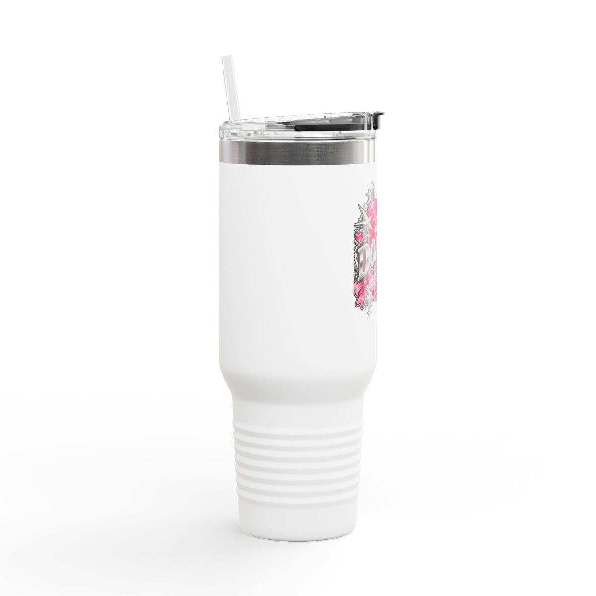 Pink Heart Chrome Eye Insulated Travel Mug 40oz