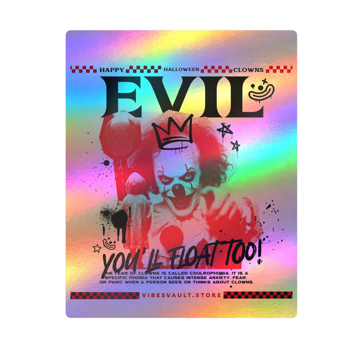 Evil Clown Kiss-Cut Vinyl Decal — Horror Halloween Sticker— Halloween 2026