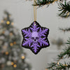 Skull Snowflake Ceramic Ornament — Gothic Purple Holiday Decoration