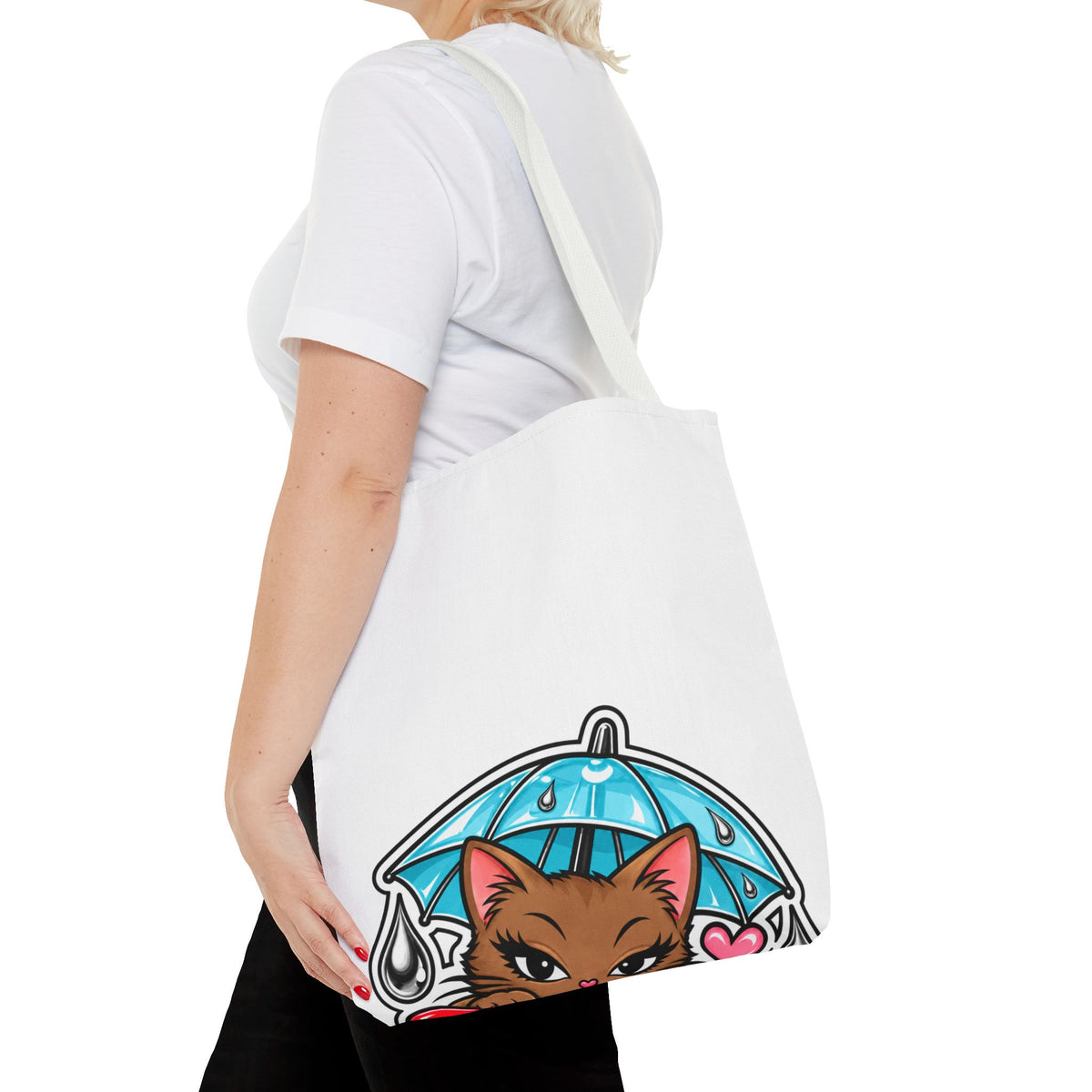 Brown Cat Umbrella All-Over Print Tote Bag