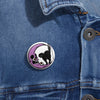 Moon and Black Cat Pin Badge - Purple Crescent Moon - Fall Halloween 2026