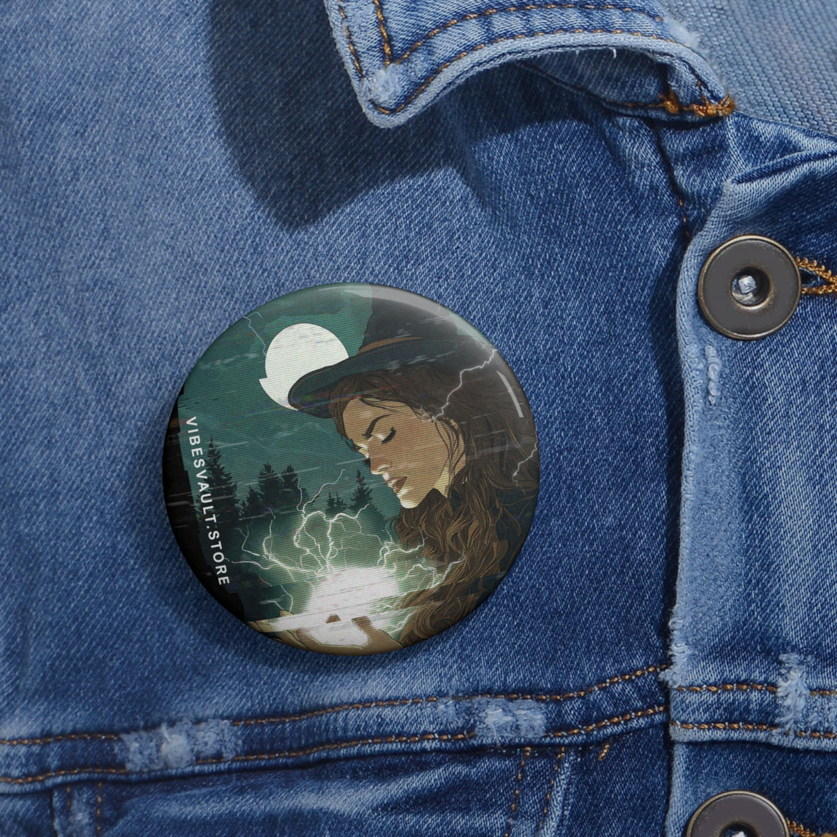 Witch Full Moon Pin - Magic Button Badge - Fall Halloween 2026