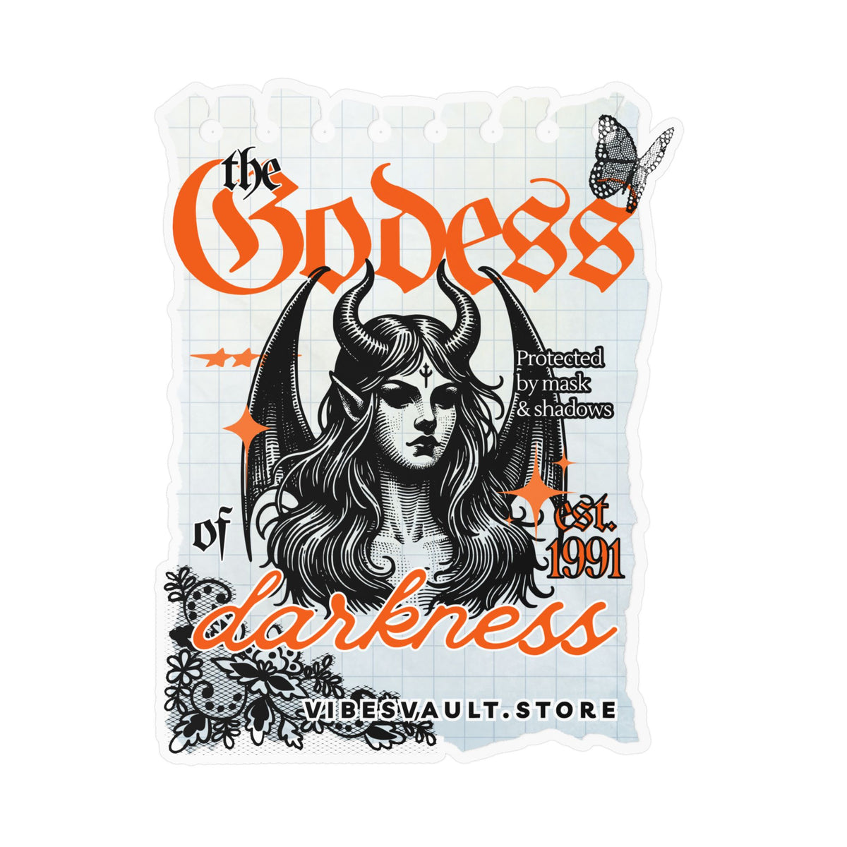 Goddess of Darkness Vinyl Sticker — Gothic Kiss-Cut Decal— Halloween 2026