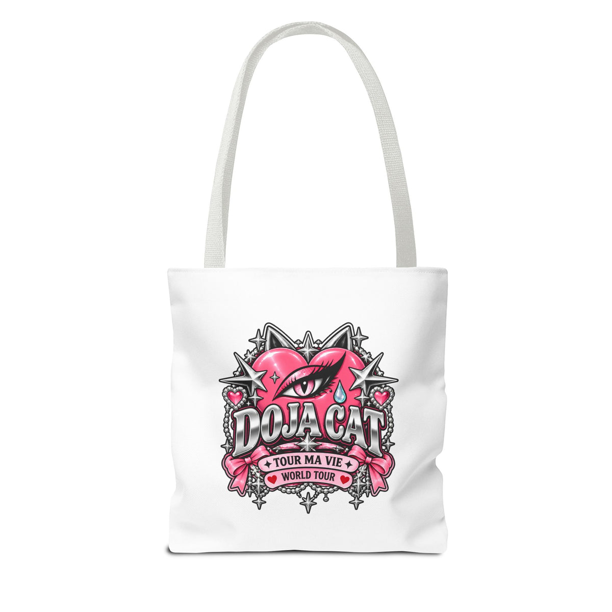 Pink Heart Chrome Eye All-Over Print Tote Bag