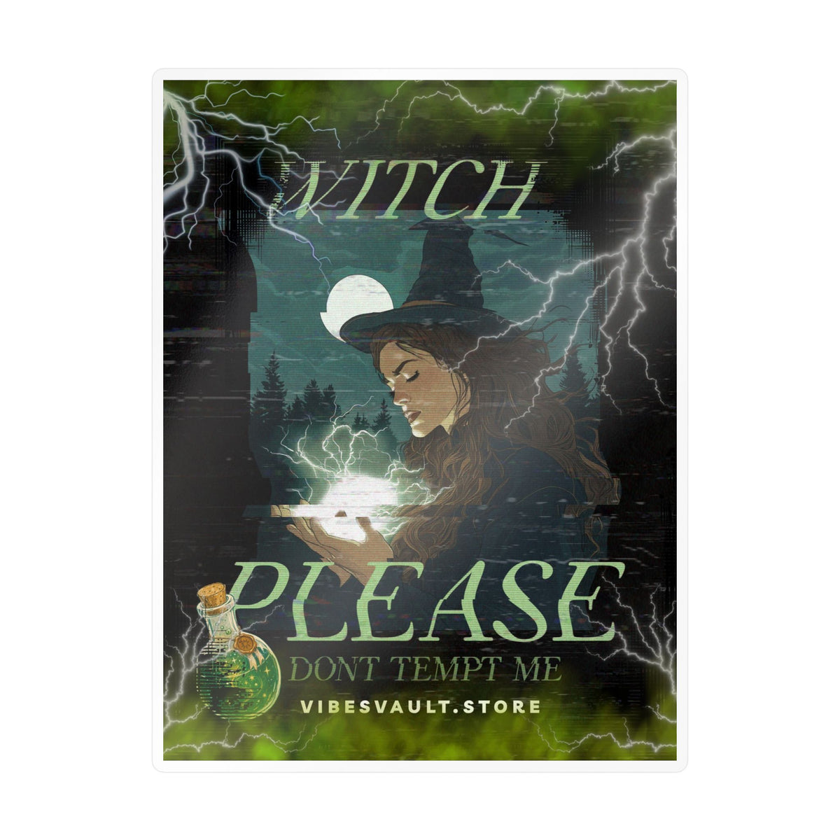 Witch Please Vinyl Sticker — 'Don't Tempt Me' Mystic Kiss-Cut Decal— Halloween 2026