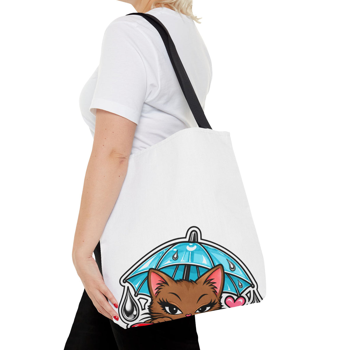 Brown Cat Umbrella All-Over Print Tote Bag
