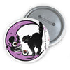 Moon and Black Cat Pin Badge - Purple Crescent Moon - Fall Halloween 2026