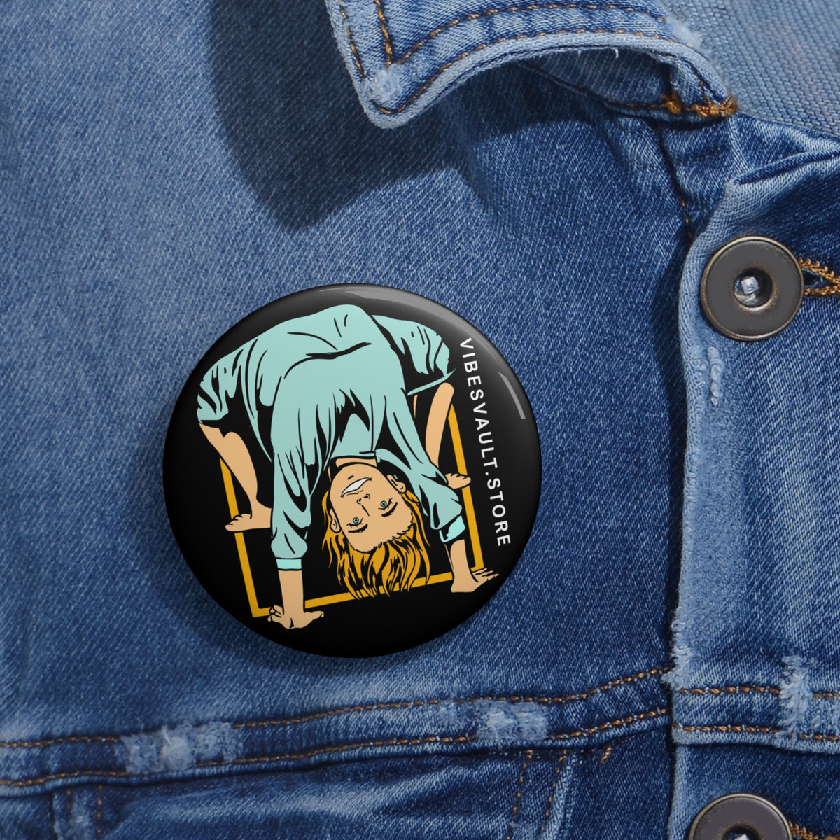 Hallloween Yoga Class Pin- Possesed Work Out - Scary Button Badge - Fall Halloween 2026