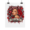 Red Roses Chrome Portrait Rolled Poster
