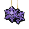 Skull Snowflake Ceramic Ornament — Gothic Purple Holiday Decoration