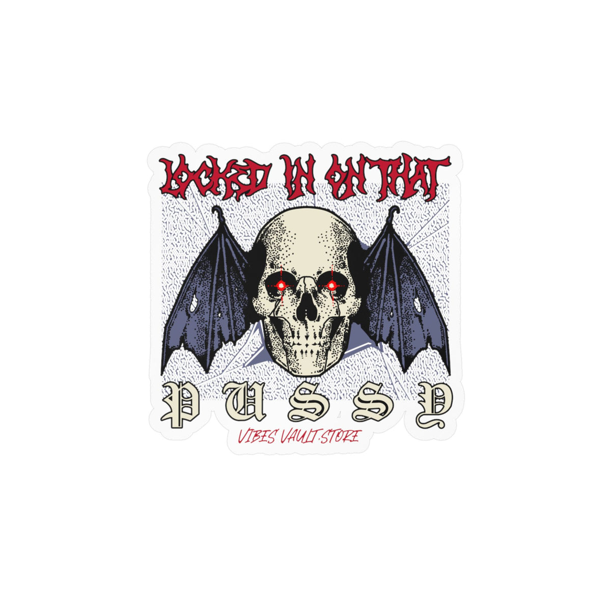 Gothic Skull Bat Kiss-Cut Vinyl Decal - Wings Fly Pussy — Halloween 2026