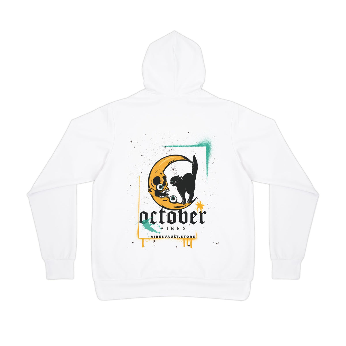 October Vibes Hoodie – Black Cat Moon Graphic Athletic Hoodie