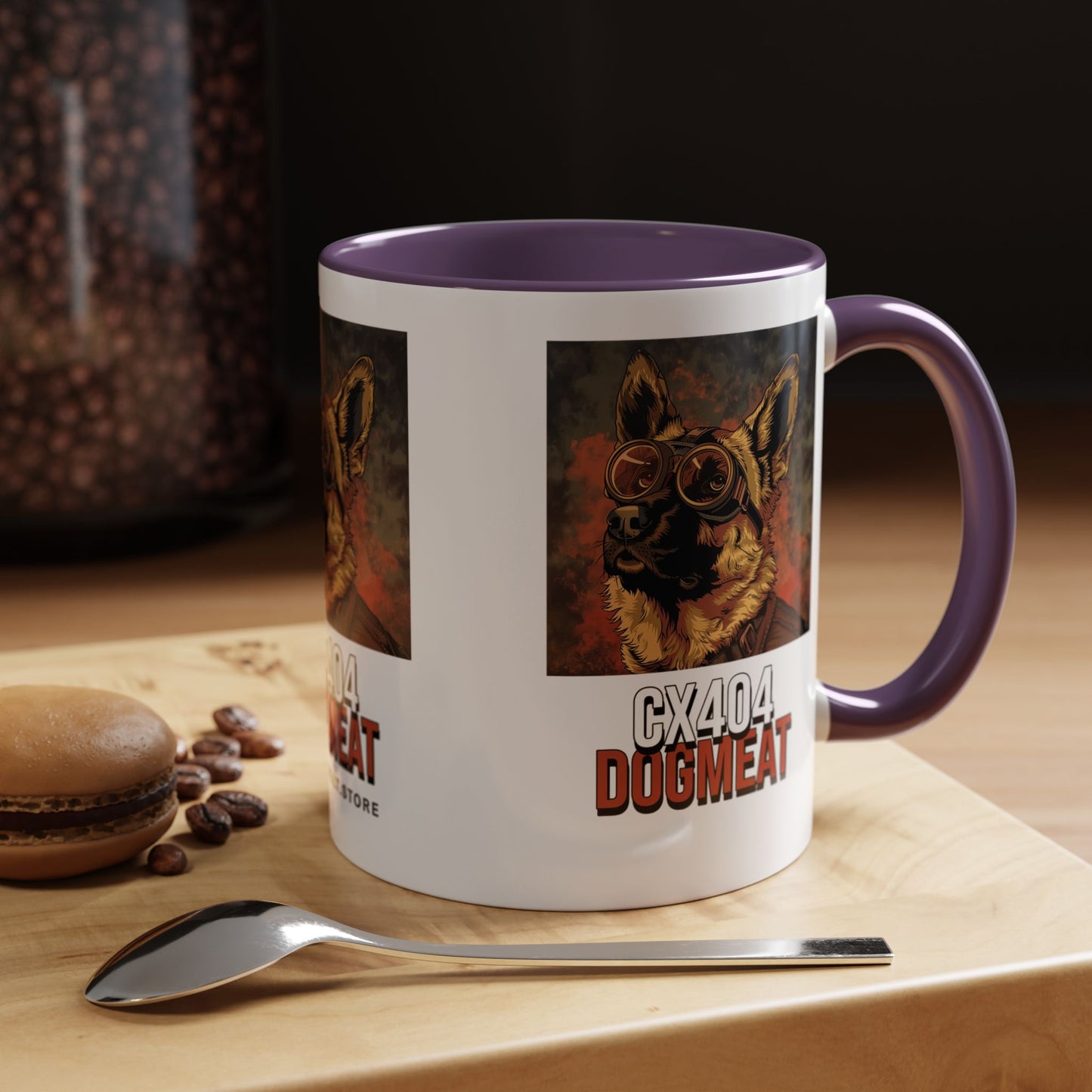 Dogmeat CX404 Accent Coffee Mug — Retro Pilot German Shepherd Gift (11/15oz)