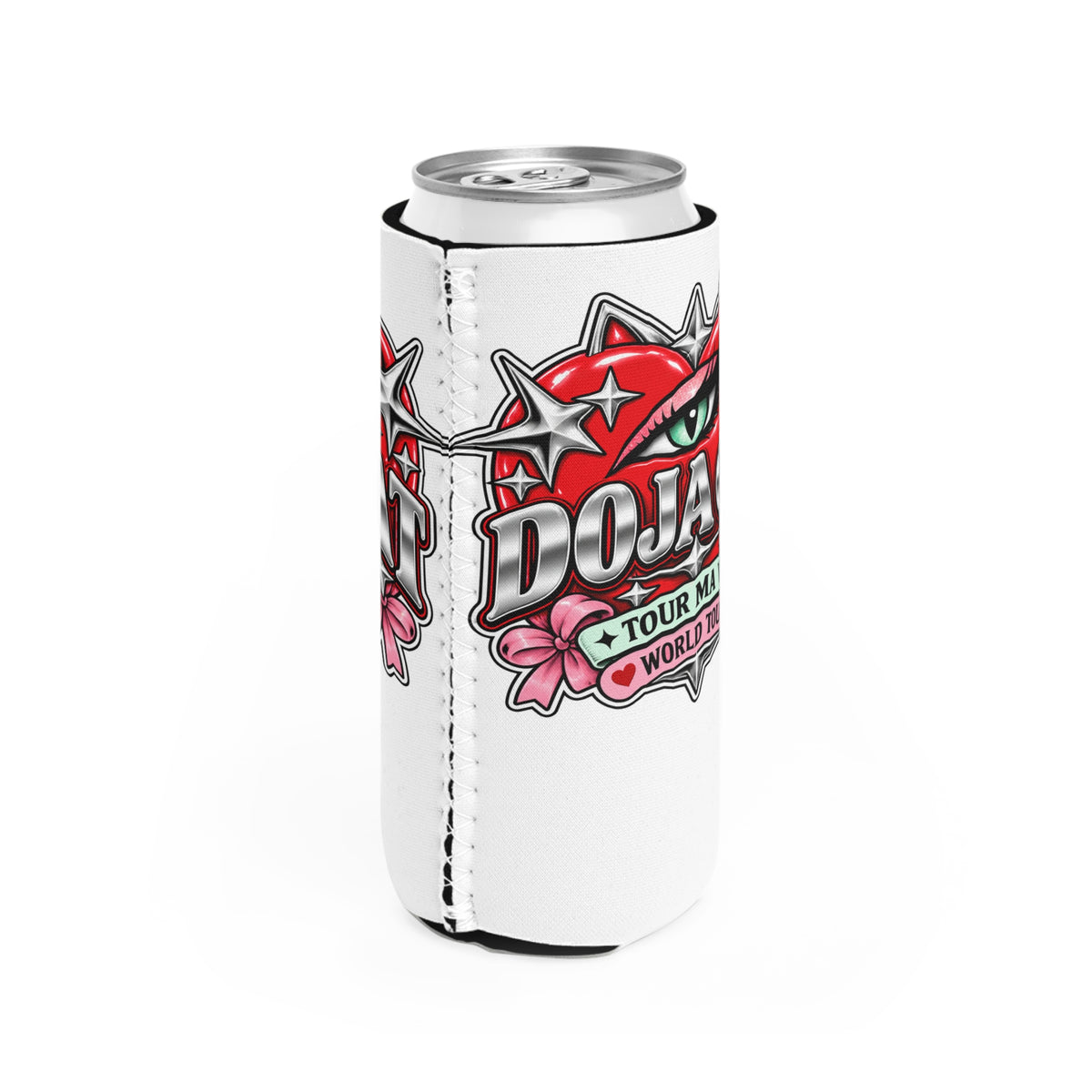 Red Heart Chrome Eye Slim Can Cooler