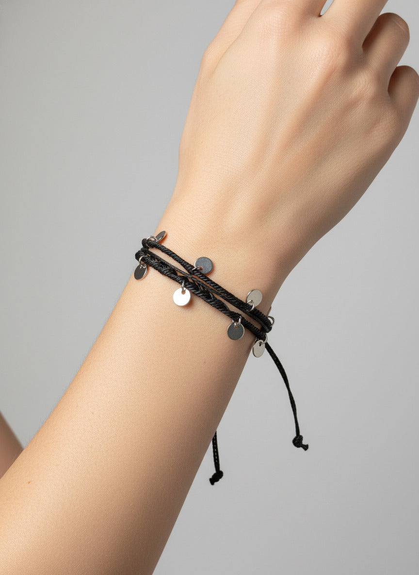 Adjustable Black Braided Bracelet