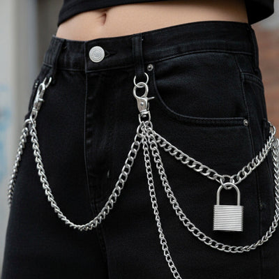 Heavy Lock Silver Metal Chains