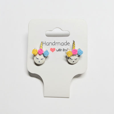 🦄 Unicorn Flower Crown Stud Earrings Set