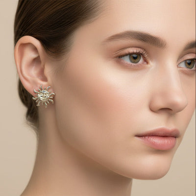 🌞Golden Smiling Sun Stud Earrings Set