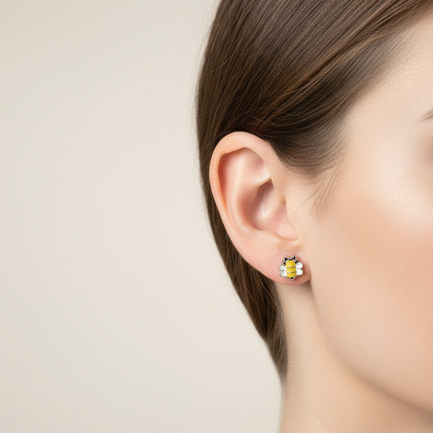 Cute Yellow Bumblebee Earrings Set
