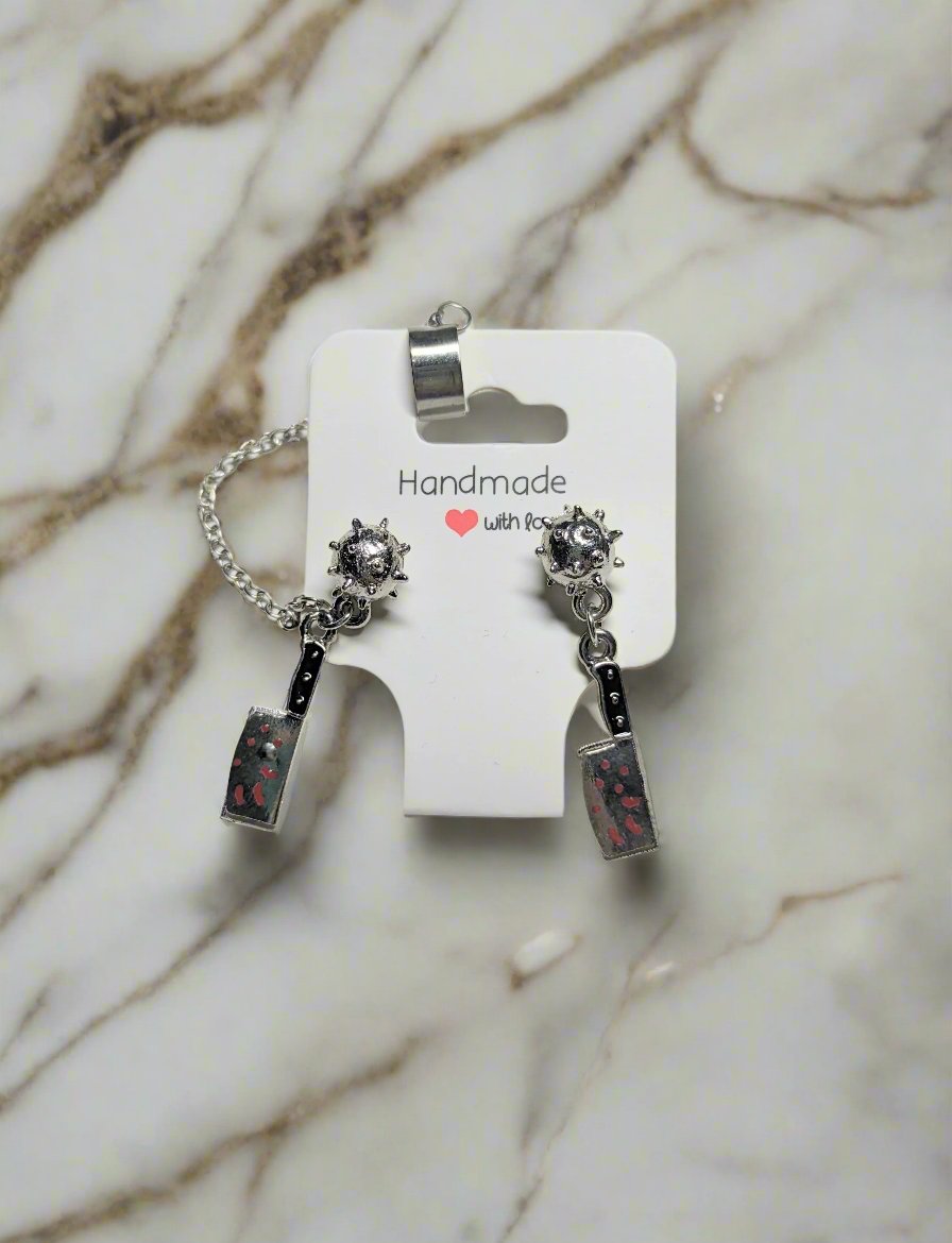 Halloween Stud Earrings: Bloody Butcher's Knives
