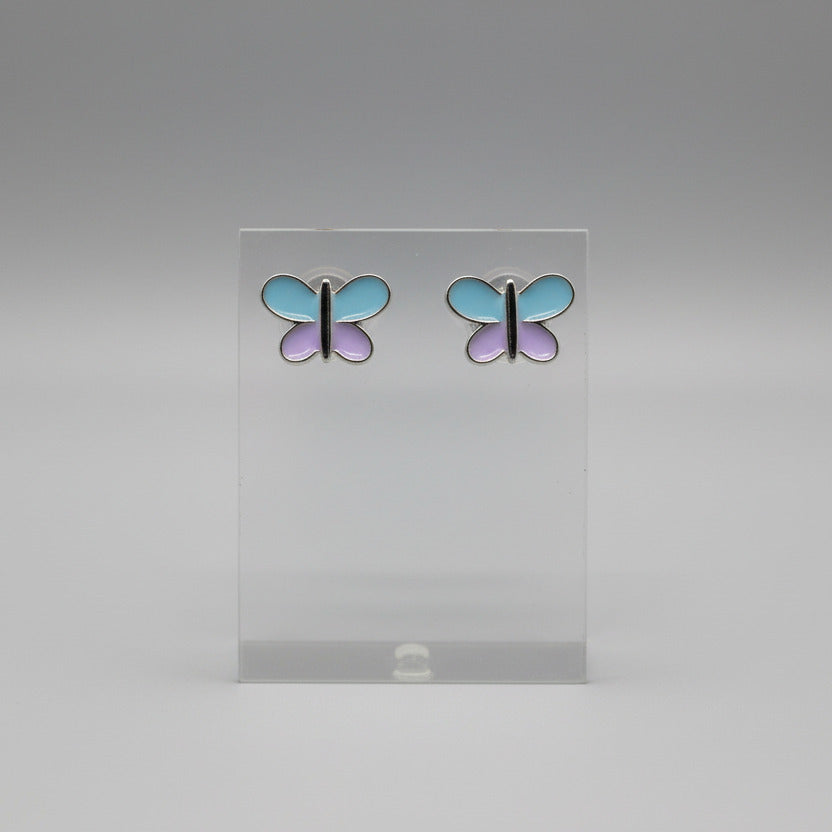 🦋 Light Blue and Light Purple Butterfly Stud Earrings