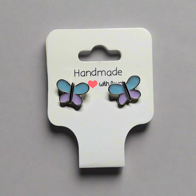 🦋 Light Blue and Light Purple Butterfly Stud Earrings