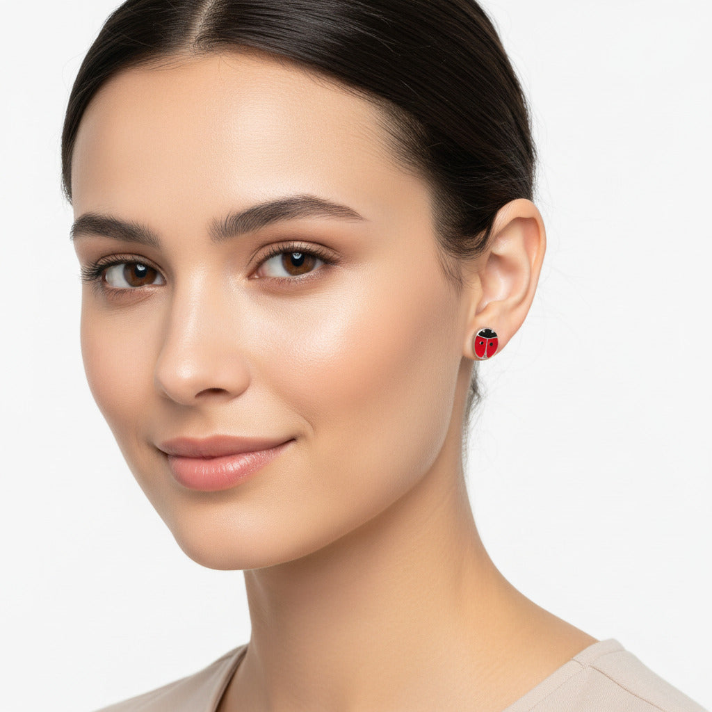 🐞 Red Ladybug Stud Earrings