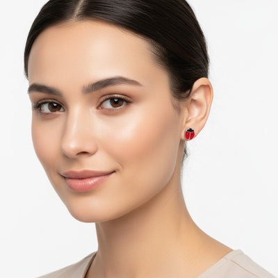 🐞 Red Ladybug Stud Earrings