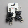 🐻 Black Teddy Bear Stud Earrings with Spikes