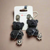 🐻 Black Teddy Bear Stud Earrings with Spikes