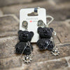 🐻 Black Teddy Bear Stud Earrings with Spikes