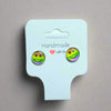 🌈 Rainbow Smiley Face Circle Stud Earrings