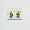 🌈 Rainbow Smiley Face Circle Stud Earrings