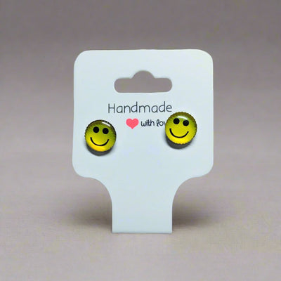 Yellow Emoji Smiley Face Circle Stud Earrings