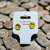 Yellow Emoji Smiley Face Circle Stud Earrings