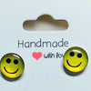 Yellow Emoji Smiley Face Circle Stud Earrings